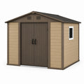 Abri de jardin 185 x 152 x 204 cm en résine beige et marron avec double porte ventilé