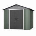 Abri de jardin 213 x 191 x 195 cm en acier vert anthracite à double porte ventilé
