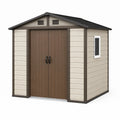 Abri de jardin 200 x 150 x 200 cm en résine beige et marron avec double porte