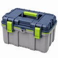 Boîte à outils 58 cm en plastique gris bleu et vert - rangement portable avec poignée et fermoirs