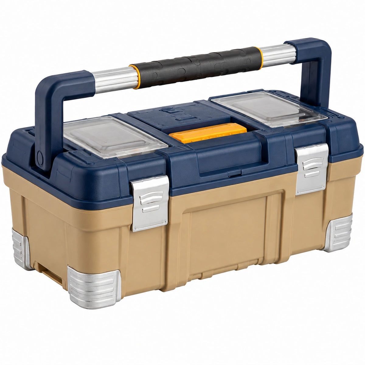 Boîte à outils 50 cm en plastique bleu beige avec poignée de transport