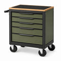 Servante d'atelier 76 x 46 x 95 cm en acier vert olive et noir avec 5 tiroirs sur roulettes