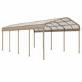 Abri voiture 600 x 300 x 270 cm aluminium beige toit en polycarbonate extérieur