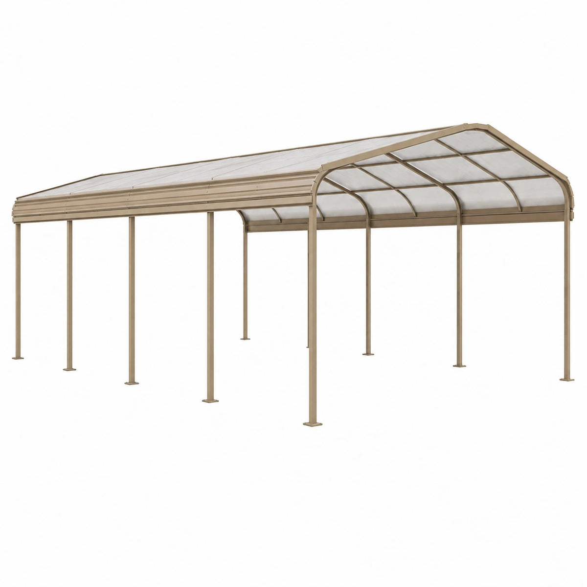 Abri voiture 600 x 300 x 270 cm aluminium beige toit en polycarbonate extérieur