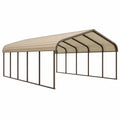 Abri voiture 610 x 370 x 285 cm en acier brun et panneaux beige - toit voûté extérieur