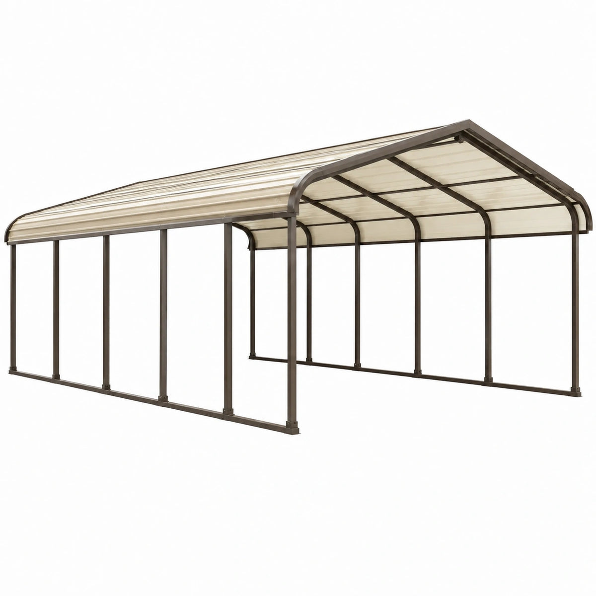 Abri voiture 600 x 300 x 270 cm acier brun et polycarbonate pour extérieur - carport couvert