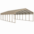 Abri voiture 1200 x 600 x 320 cm acier beige toit à deux pans extérieur