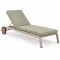 Chaise longue de jardin 198 x 68 x 88 cm en métal beige avec coussin vert réglable à roulettes