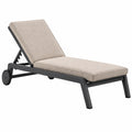 Chaise longue de jardin 195 cm en métal et tissu beige avec dossier réglable