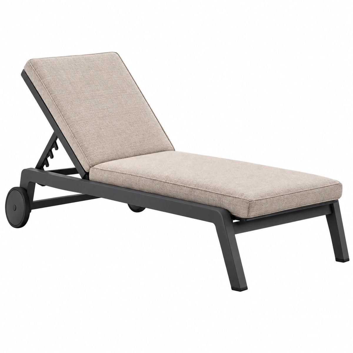 Chaise longue de jardin 195 cm en métal et tissu beige avec dossier réglable