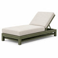 Transat de jardin 200 x 70 cm en bois vert olive avec coussin beige dossier réglable