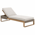 Chaise longue de jardin 200 x 70 x 85 cm en bois et corde beige dossier inclinable