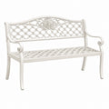 Banc de jardin 120 x 60 x 90 cm en métal blanc style classique à accoudoirs
