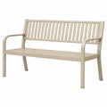 Banc de jardin 150 cm en métal beige à lattes avec accoudoirs